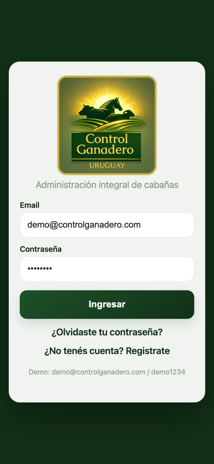 Pantalla de ingreso.