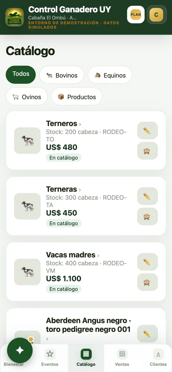 El Catálogo con los registros cargados.